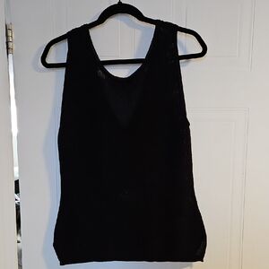 Massimo Dutti Tank Top Womens medium Cotton Blend Open Knit Crochet oversize NWT